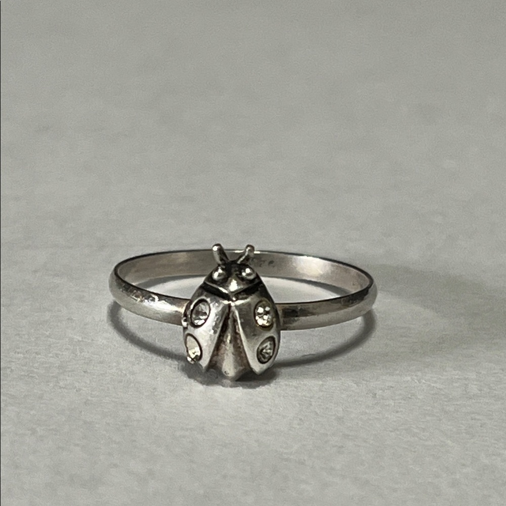 Sterling Ladybug ring w/ CZ accents on her body